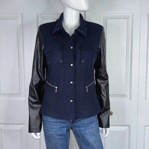 VENUS women's wool and faux leather blazer jacket size 8